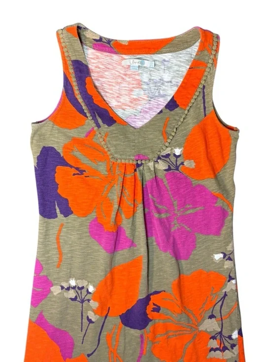 Boden Sleeveless Floral Tunic Top Women’s US 4 UK 8 Orange Purple V Neck - Picture 3 of 7